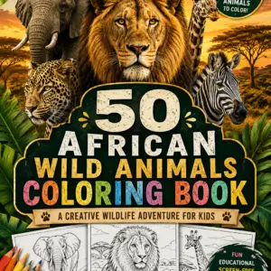 50 African Wild Animals Coloring Book